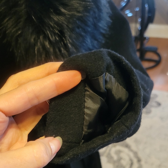 Guess Wool Blend Faux Fur Collar Pea Coat Luxury Designer Jacket Winter #677 - Picture 6 of 15